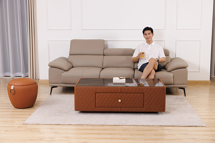 Bàn trà sofa AM02 - Bọc da lich lãm