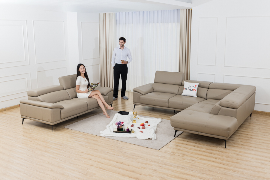 Combo sofa da bò 2185 - Gạch nối. sang trọng
