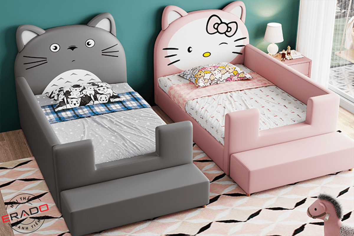 Giường Hello Kitty hồng cho bé