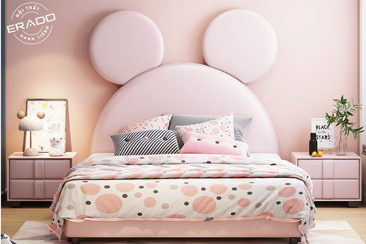 Giường ngủ Mickey hồng