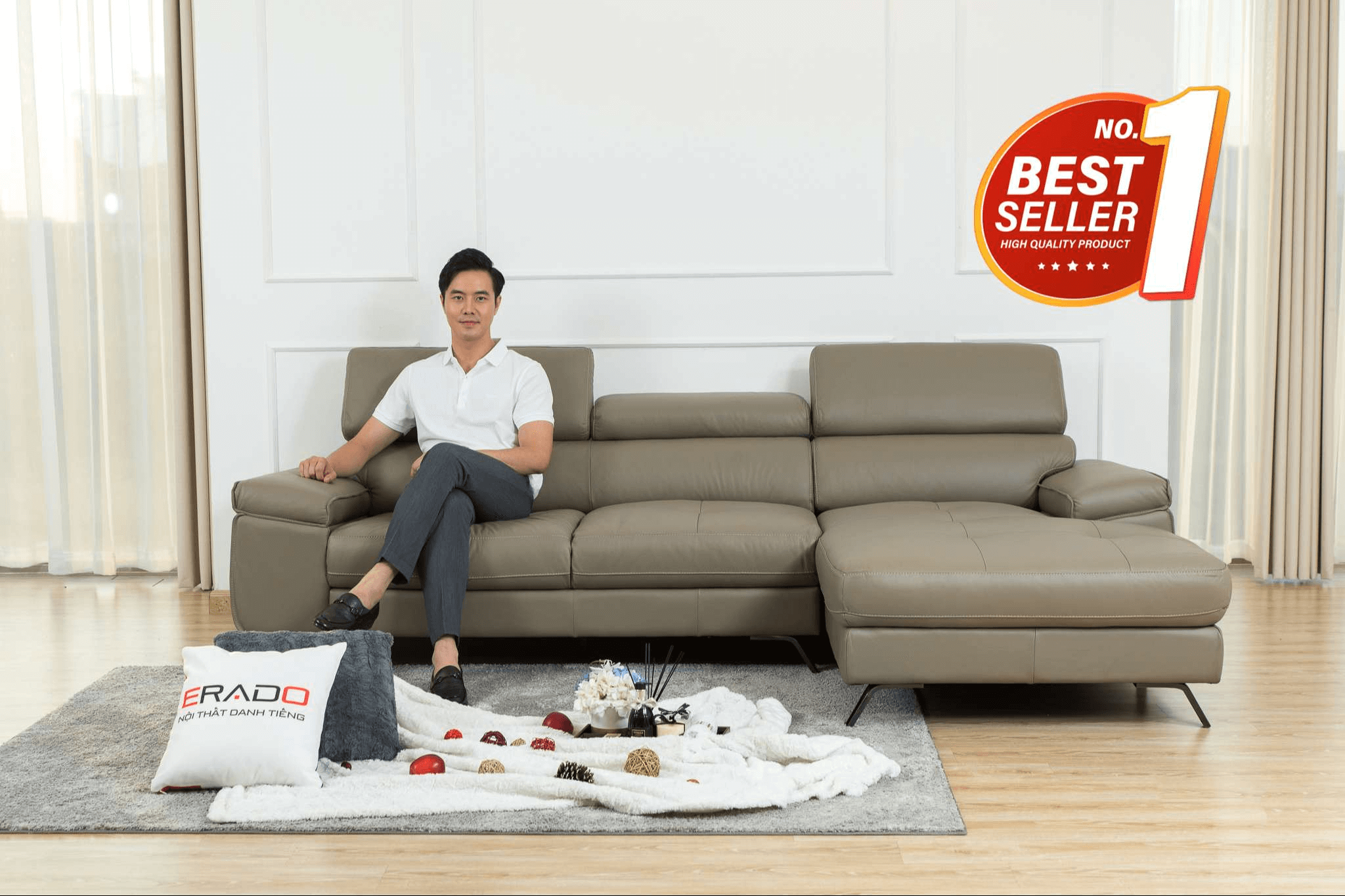 Sofa da bò Ý 2160 - Diễn viên Đức Hiếu bảo trợ