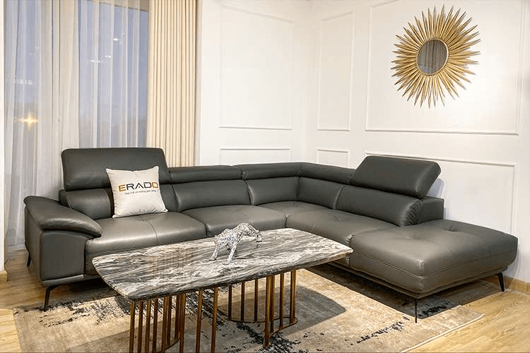 Sofa Da Bò Ý 2185 - Góc Lớn, Rộng Mở