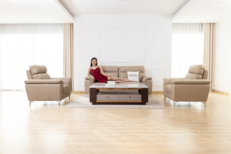 Sofa da bò Ý 9411D - Đổi mới kiểu dáng