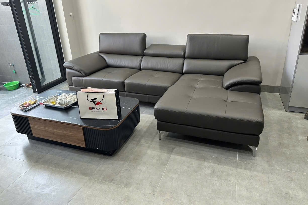 ERADO BÀN GIAO THÀNH CÔNG SOFA GÓC DA THẬT NHẬP KHẨU CHO GIA ĐÌNH CHỊ NHUNG Ở HẢI PHÒNG